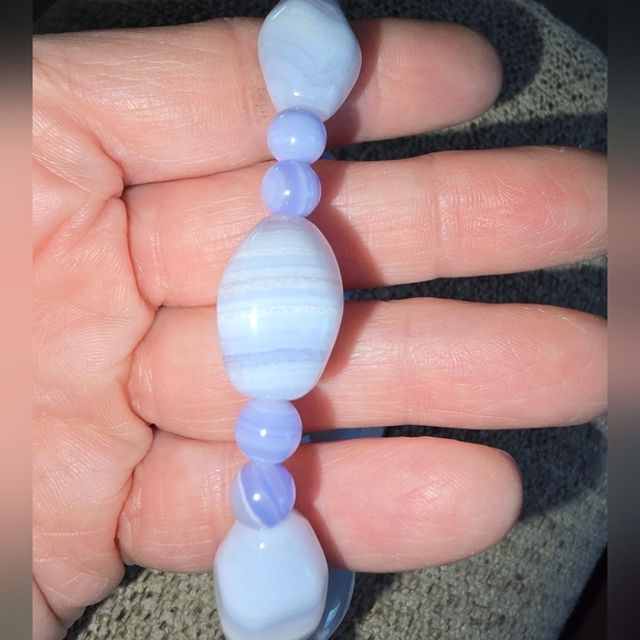 Blue Lace Agate And 6mm Blue Lace Agate Bracelet - Picture 8 of 8
